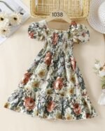Multicolor Floral Printed Short Sleeve Dress – FACOBE girls dress