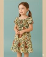 Multicolor Floral Printed Short Sleeve Dress – FACOBE girls dress