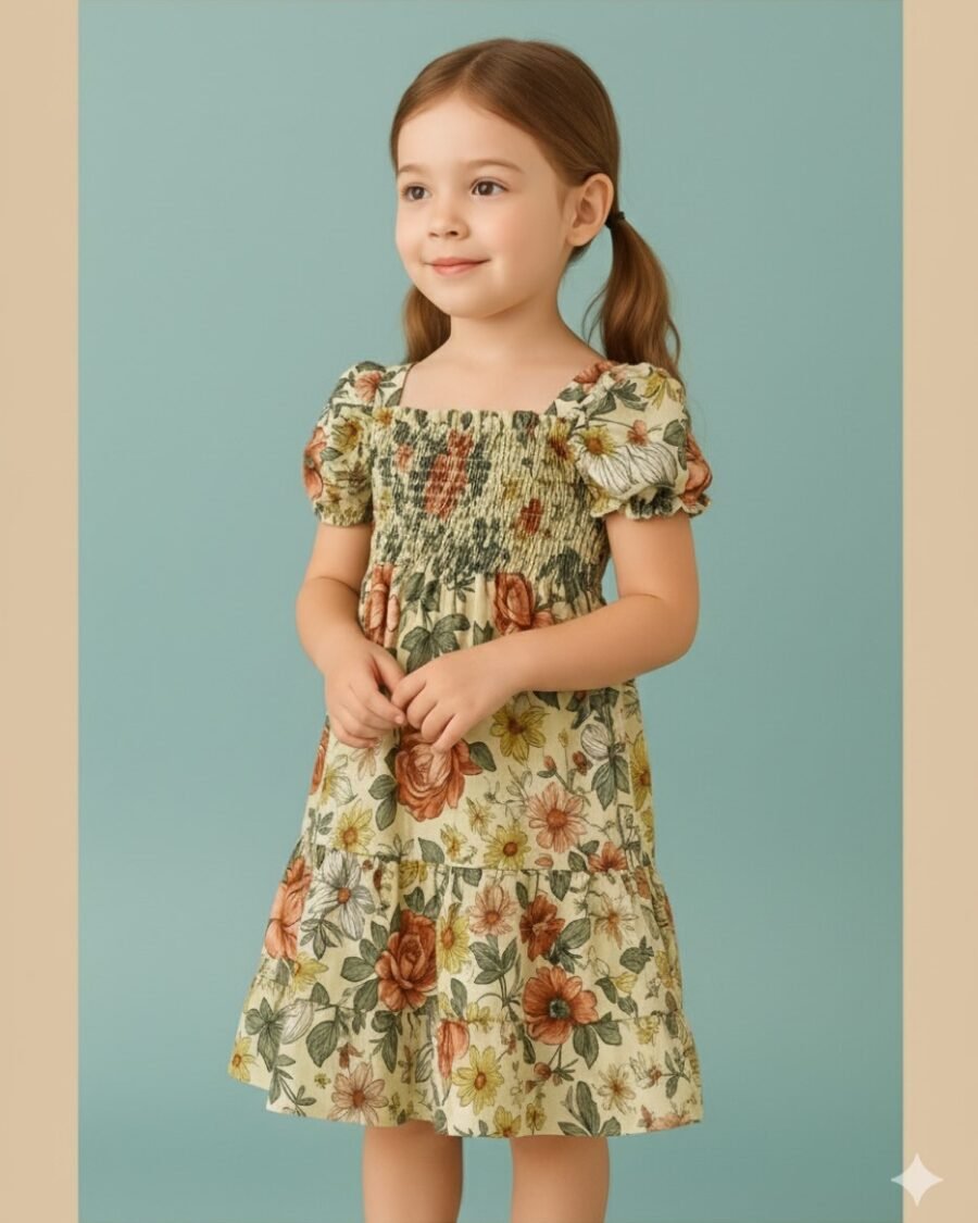 Multicolor Floral Printed Short Sleeve Dress