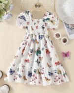 Multicolor Butterfly Printed Short Sleeve Dress – FACOBE girls dress