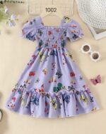 Purple Butterfly Printed Short Sleeve Dress – FACOBE girls dress
