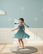 Blue Flower Printed Short Sleeve Dress – FACOBE girls dress