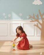 Red Floral Printed Short Sleeve Midi Dress – FACOBE girls dress