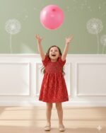 Red Floral Printed Short Sleeve Midi Dress – FACOBE girls dress