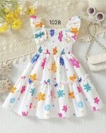 Multicolor Floral Printed Flared Sleeve Frock – FACOBE girls dress