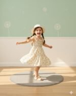 White Floral Printed Flared Sleeve Dress – FACOBE girls dress