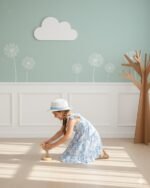 Blue & White Floral Printed Flared Sleeve Dress – FACOBE girls dress