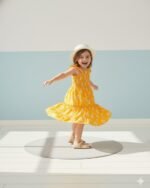 Orange Floral Printed Sleeveless Dress – FACOBE girls dress