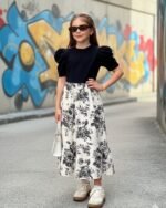 Multicolor Monochrome Blossom Long Dress – FACOBE girls dress