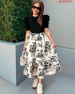 Multicolor Monochrome Blossom Long Dress – FACOBE girls dress