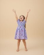 Purple Butterfly Printed Short Sleeve Dress – FACOBE girls dress